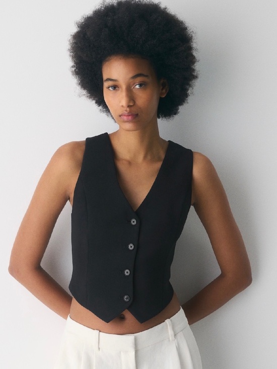 Wilfred Tops - Aritzia - Wilfred Cropped Tailored Vest - Size 4 - In Good Condition